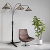 Natural Mica 3 Light Arc Charcoal Gray Wood - Floor Lamp Floor Lamp NOVA of California