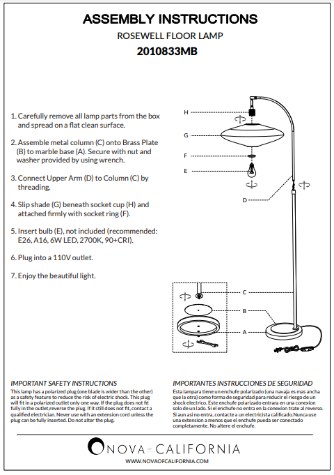 Roswell - Floor Lamp Floor Lamp NOVA of California   