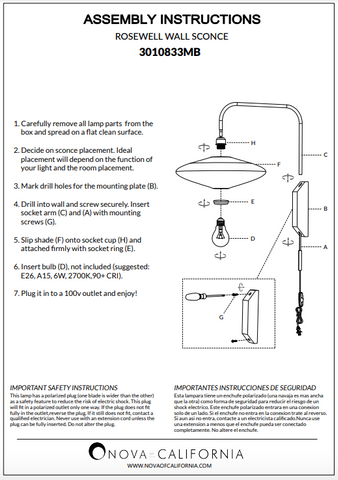 Bedroom Wall Sconces - Roswell - Wall Sconce Wall Sconce NOVA of California   
