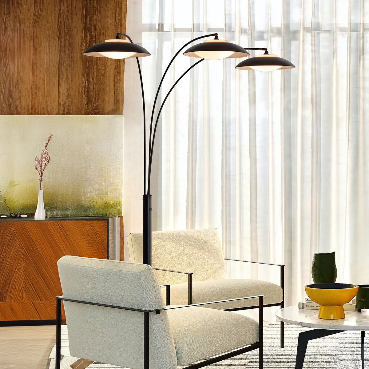 Saucer 3 Light Arc - Floor Lamp Floor Lamp NOVA of California   