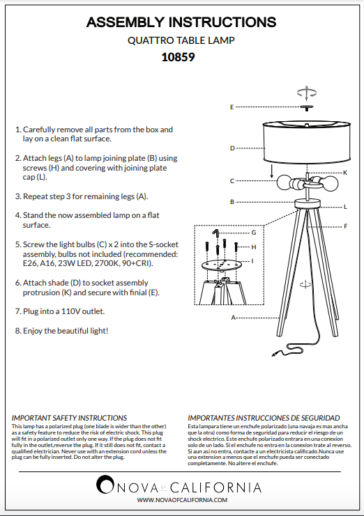 Quattro Table Lamp Table Lamps NOVA of California   