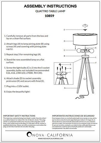 Quattro Table Lamp Table Lamps NOVA of California   