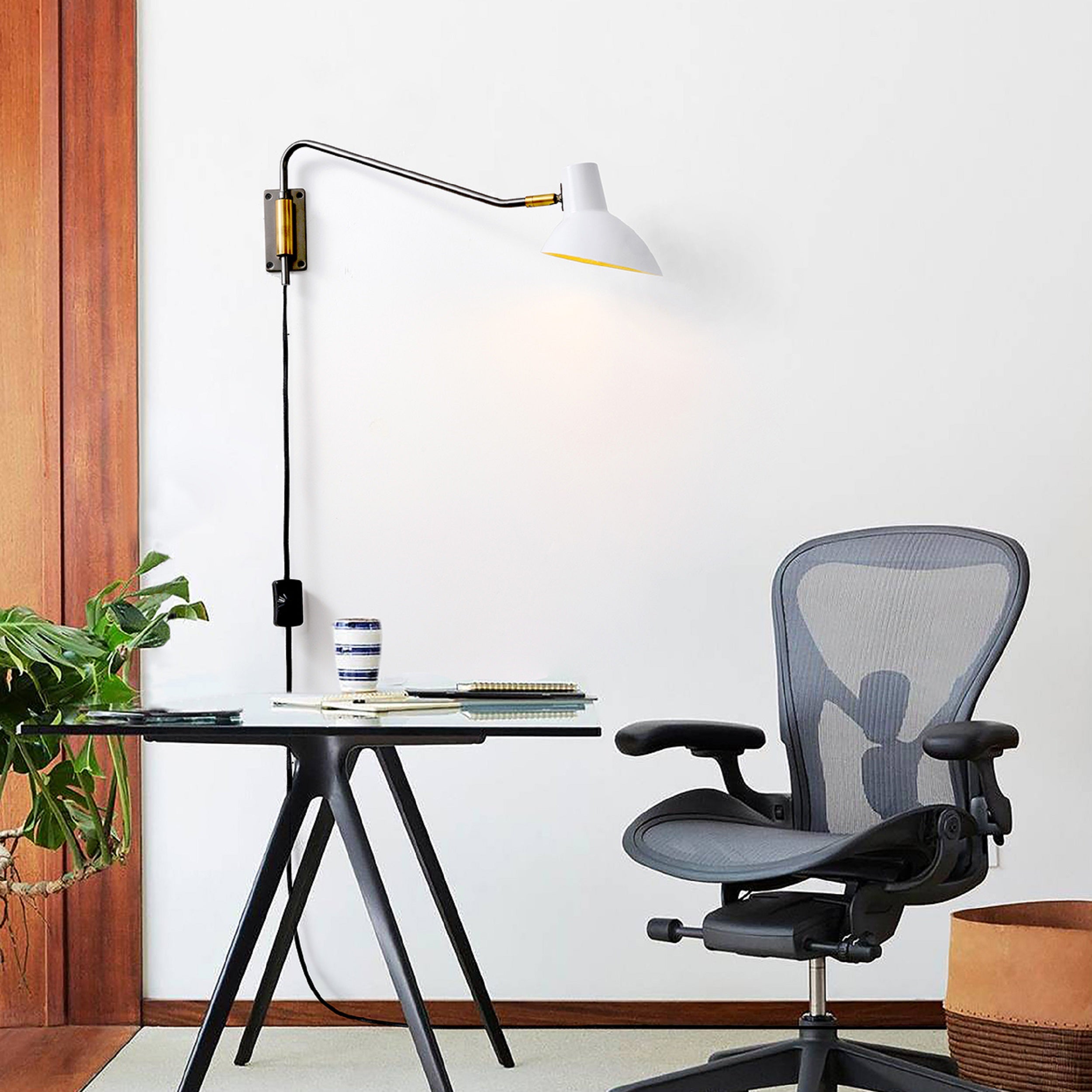Swing Plug-In Wall Light – Matte White Wall/Cieling Lamp NOVA of California   