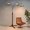 Natural Mica 3 Light Arc Charcoal Gray Wood - Floor Lamp Floor Lamp NOVA of California   