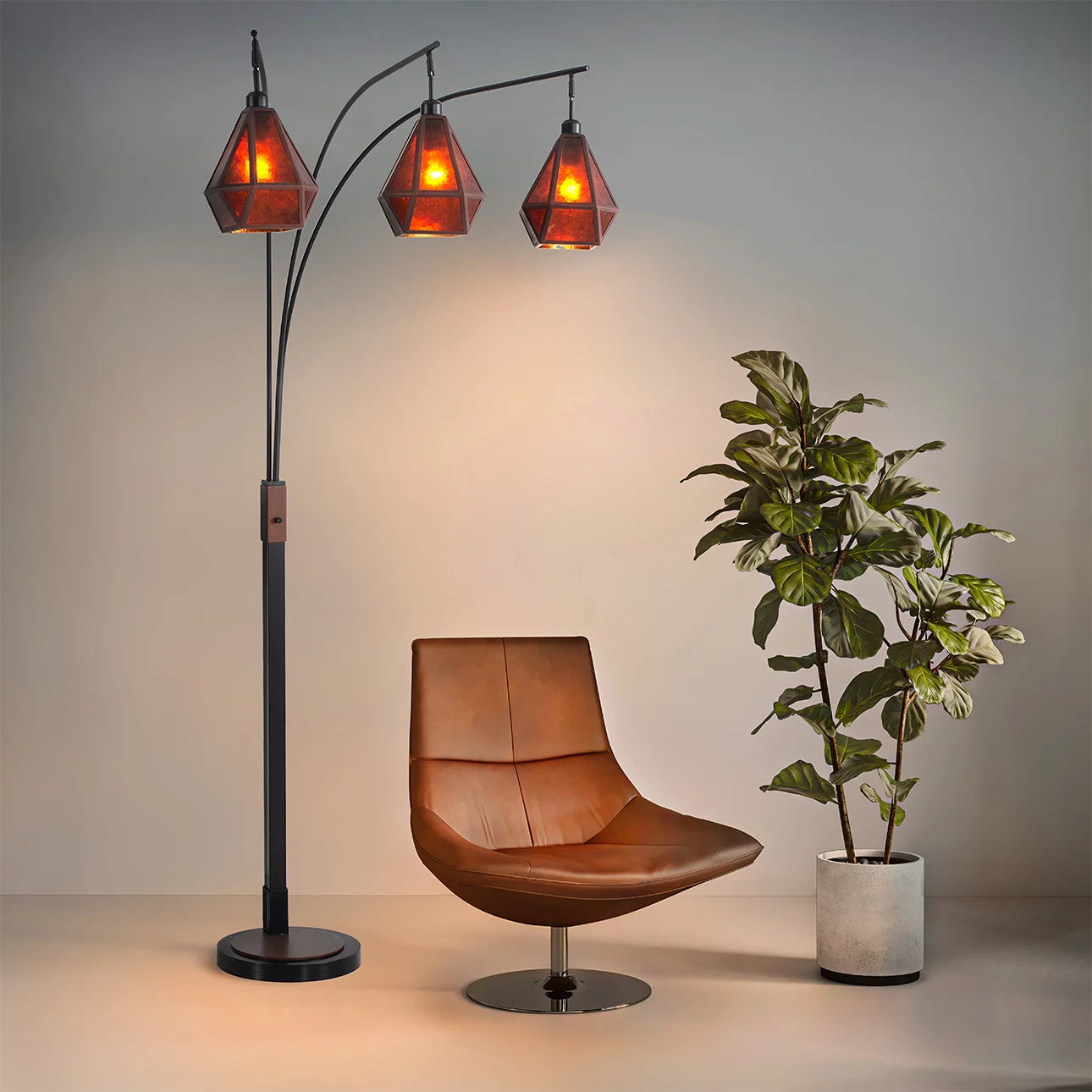 Artifact Natural Mica 3 Light Arc Floor Lamp Floor Lamp NOVA of California   