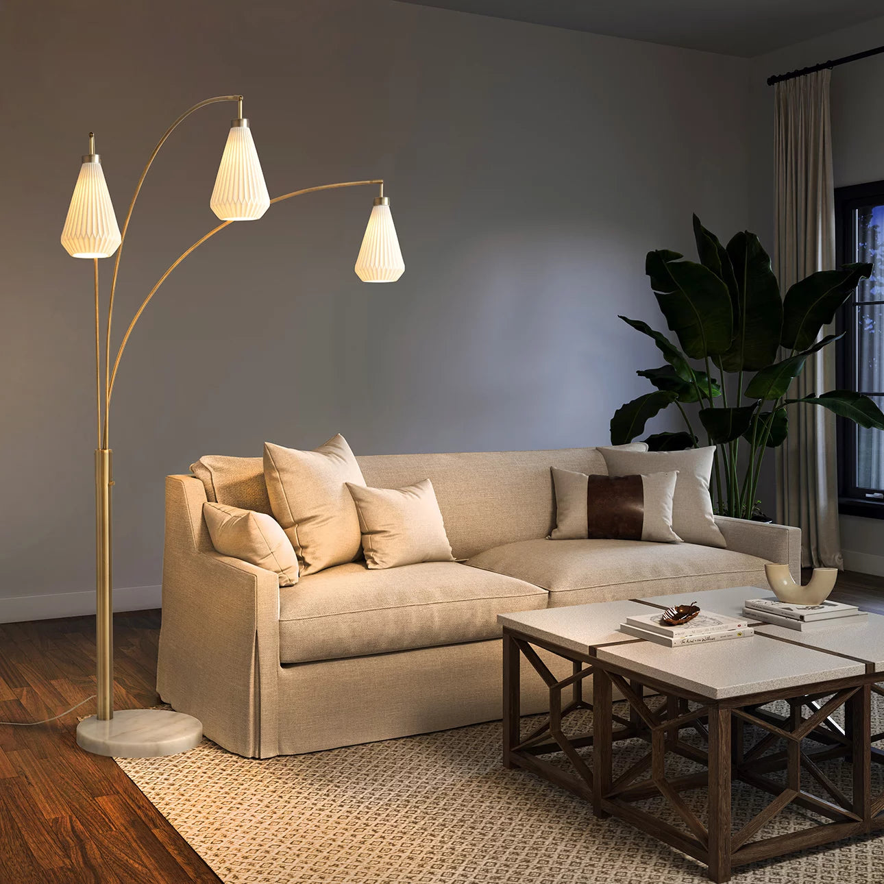 Concord 3 Light Arc Floor Lamp Floor Lamp NOVA of California   
