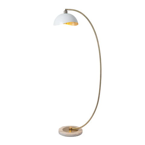Luna Bella Chairside Arc Floor Lamp – Weathered Brass Floor Lamp NOVA of California Matte White  
