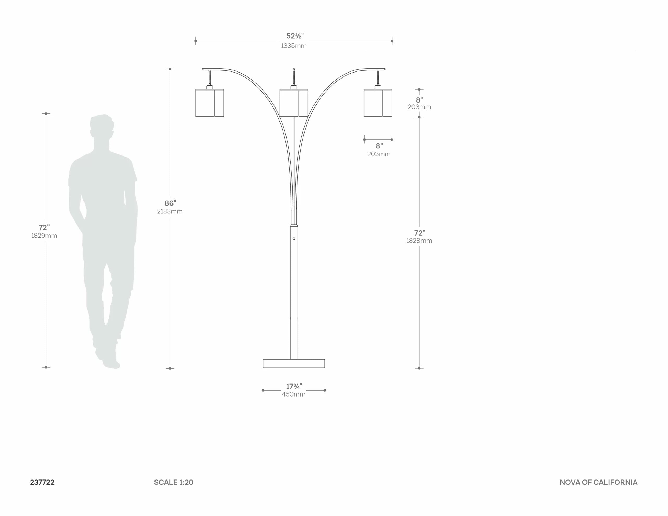 Layers Natural Mica 3 Light Arc - Floor Lamp Floor Lamp NOVA of California   
