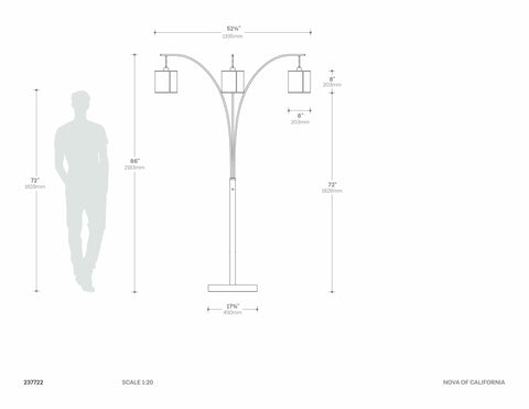 Layers Natural Mica 3 Light Arc - Floor Lamp Floor Lamp NOVA of California   
