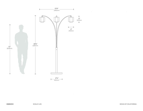 Marilyn 3 Light Arc Floor Lamp Floor Lamp NOVA of California   