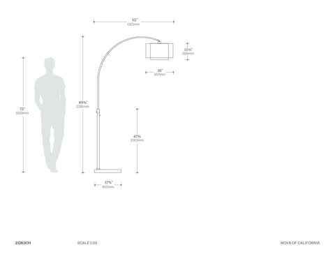 Marilyn 1 Light Arc Floor Lamp Floor Lamp NOVA of California   