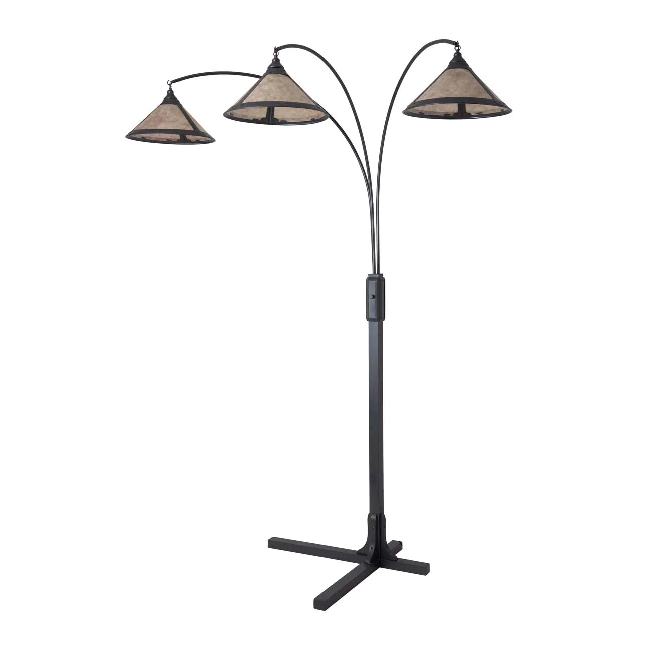 Natural Mica 3 Light Arc Charcoal Gray Wood - Floor Lamp Floor Lamp NOVA of California   