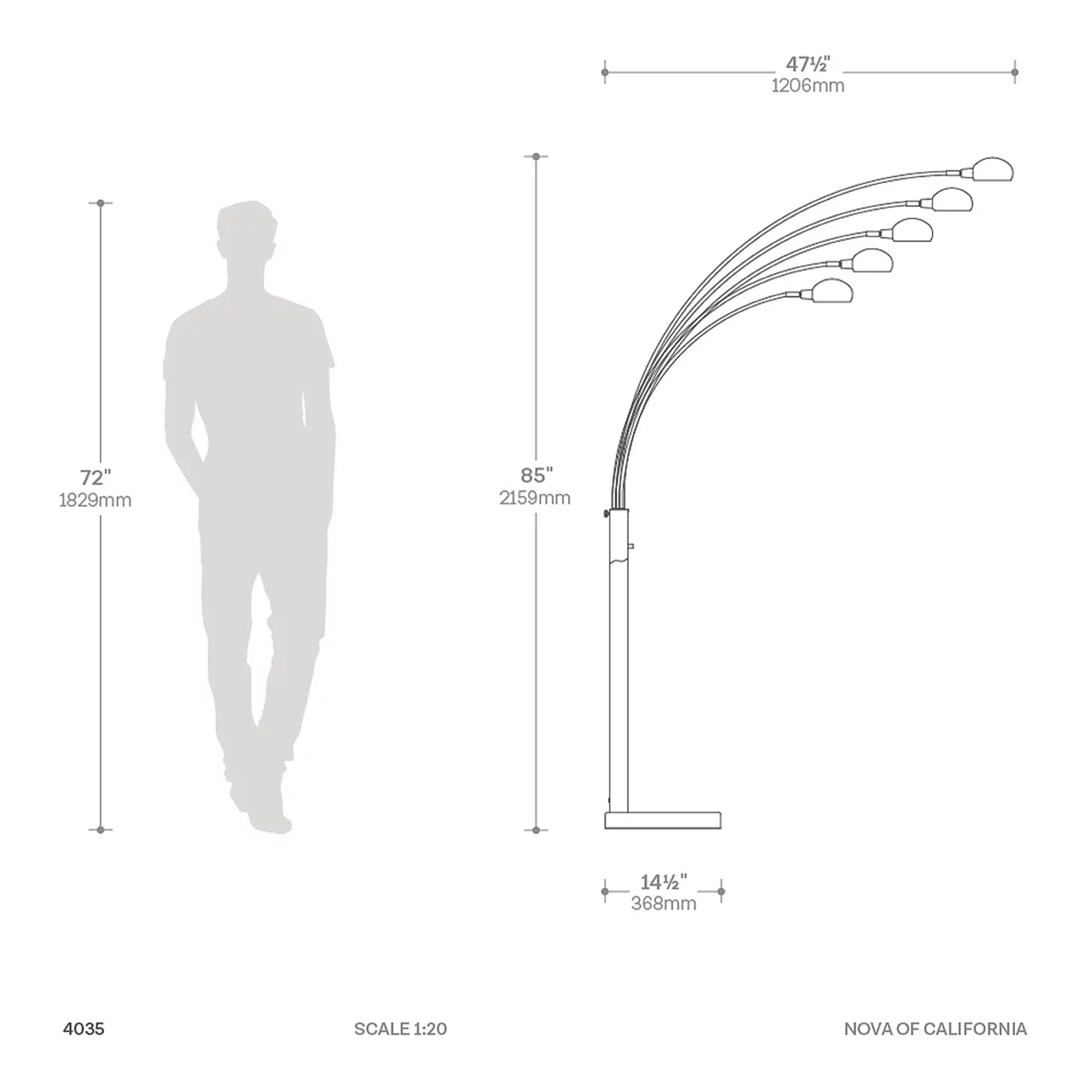 Mushroom 5 Light Arc Floor Lamp Floor Lamp NOVA of California   