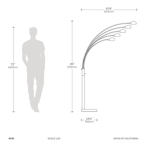 Mushroom 5 Light Arc Floor Lamp Floor Lamp NOVA of California   