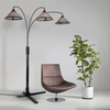 Natural Mica 3 Light Arc Charcoal Gray Wood - Floor Lamp Floor Lamp NOVA of California   