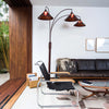 Natural Mica 3 Light Arc Floor Lamp – Espresso Wood Floor Lamp NOVA of California   