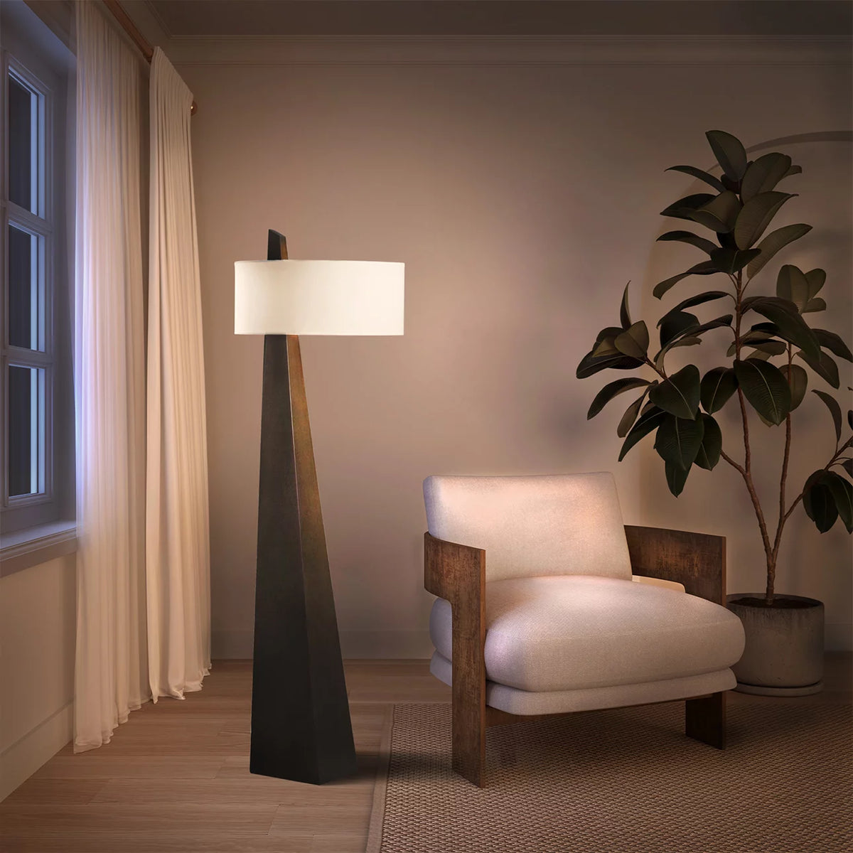 Obelisk Chestnut Wood - Floor Lamp Floor Lamp NOVA of California   