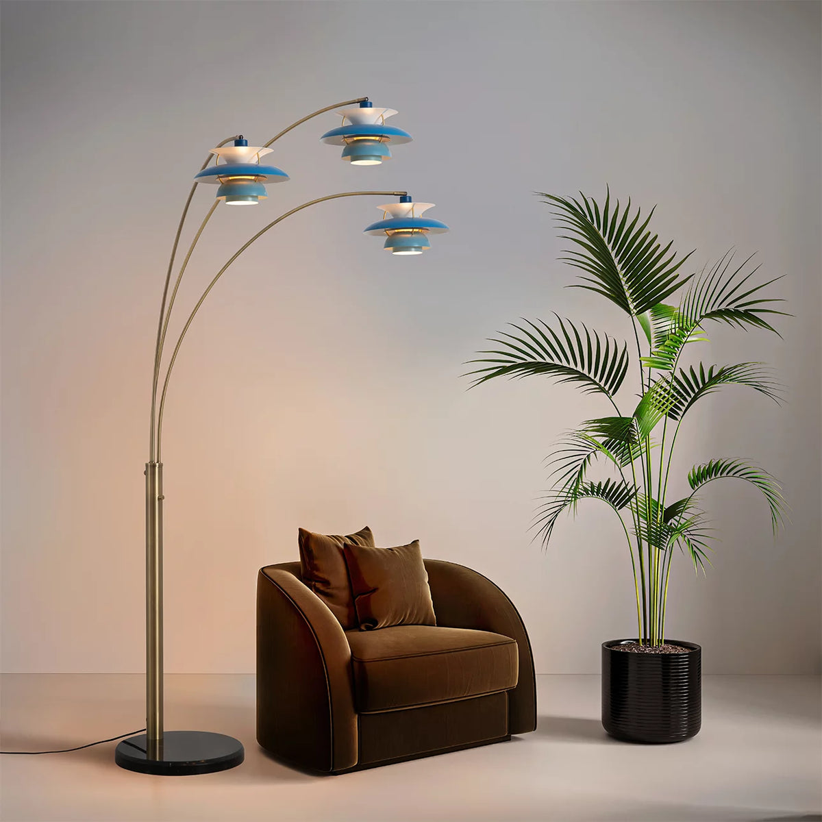 Palm Springs 3 Light Arc Floor Lamp Floor Lamp NOVA of California   