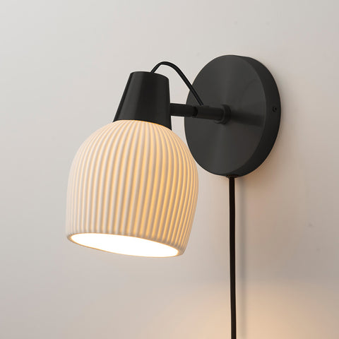 Petaluma Bone Porcelain Wall Sconce – Matte Black Wall Sconce NOVA of California   