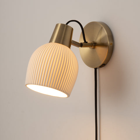 Petaluma Bone Porcelain Wall Sconce – Weathered Brass Wall Sconce NOVA of California   