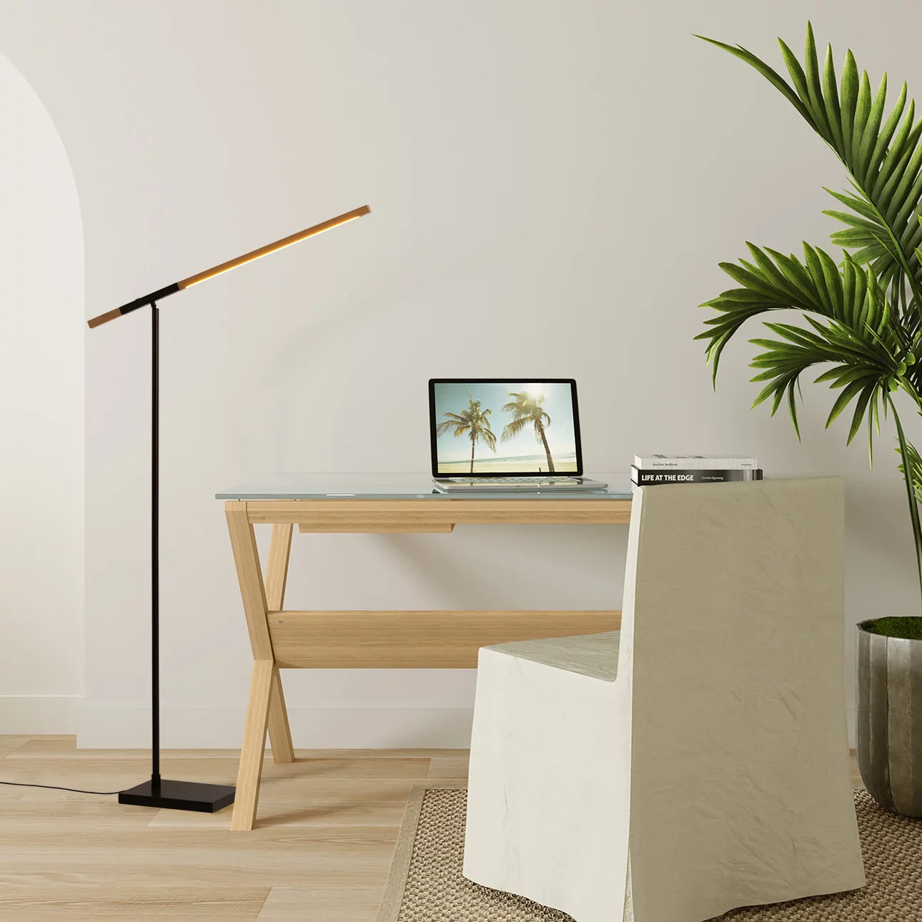 Port LED Natural Ash Wood - Floor Lamp Floor Lamp NOVA of California   