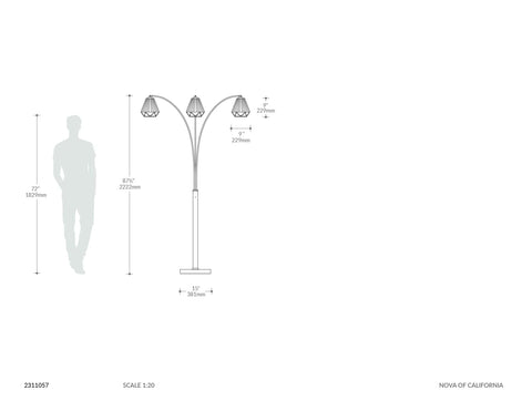 Polygon 3 Light Arc - Floor Lamp Floor Lamp NOVA of California   