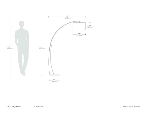 Plimpton 72″ 1 Light Arc –  Floor Lamp Floor Lamp NOVA of California   