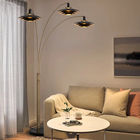 Rancho Mirage 3 Light Arc 84″, Weathered Brass - Floor Lamp Floor Lamp NOVA of California   