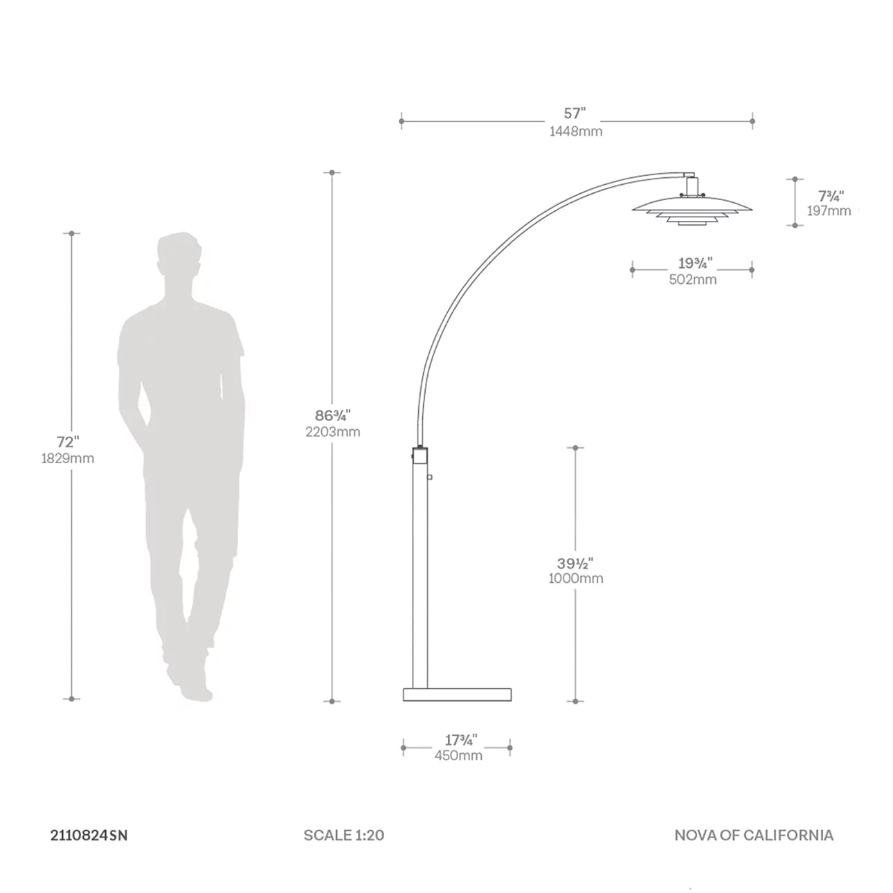 Rancho Mirage 1 Light Arc - Floor Lamp Floor Lamp NOVA of California   