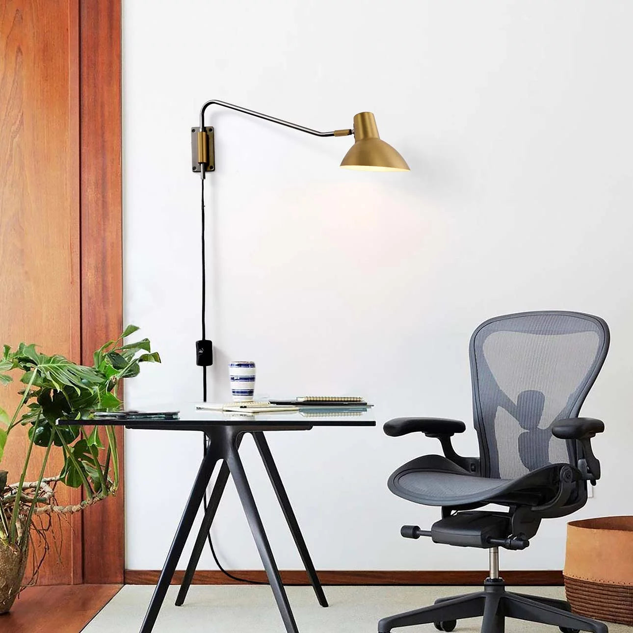 Swing Plug-in Wall Light – Brushed Brass Wall/Cieling Lamp NOVA of California   