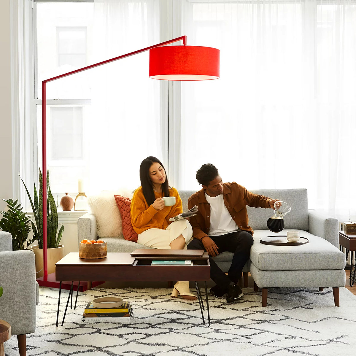 Stretch Arc Red - Floor Lamp Floor Lamp NOVA of California   