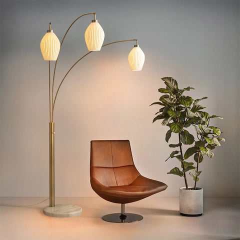 Santa Clara Bone Porcelain 3 Light - Floor Lamp Floor Lamp NOVA of California   