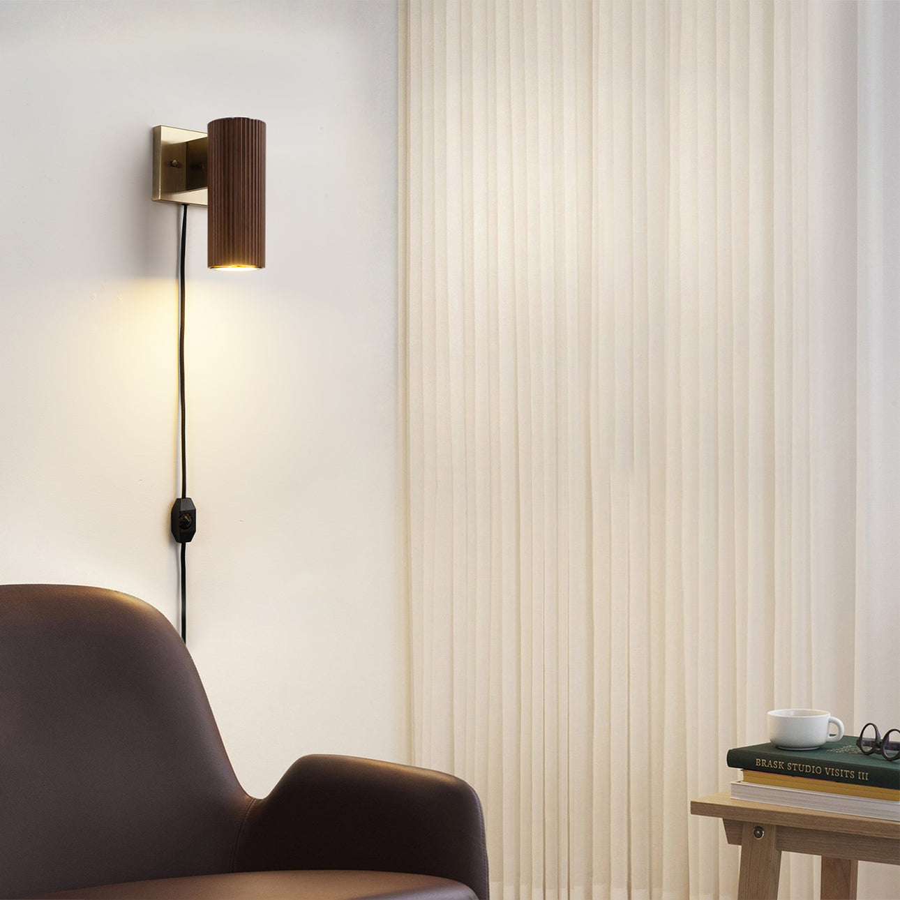 Tambo Plug-In Wall Sconce - Dark Walnut Wall Sconce NOVA of California   