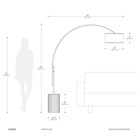 Tambo Arc Dark Walnut - Floor Lamp Floor Lamp NOVA of California   