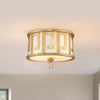 Lemuria 2 Light Flush Mount in Distressed Gold Flushmount Lucas McKearn   