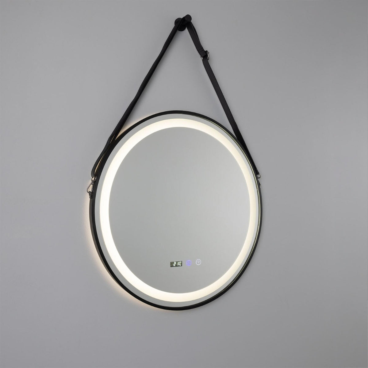 Sines Black Circular LED Bathroom Mirror – 60cm