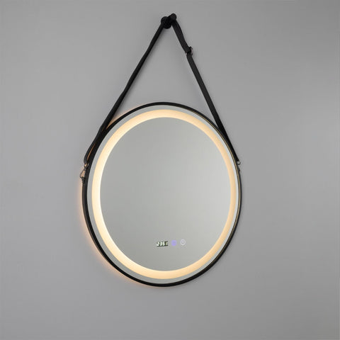 Sines Black Circular LED Bathroom Mirror – 60cm