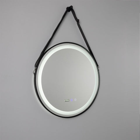 Sines Black Circular LED Bathroom Mirror – 60cm