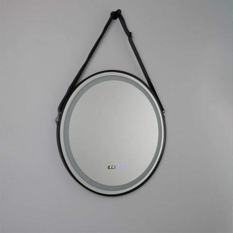 Sines Black Circular LED Bathroom Mirror – 60cm