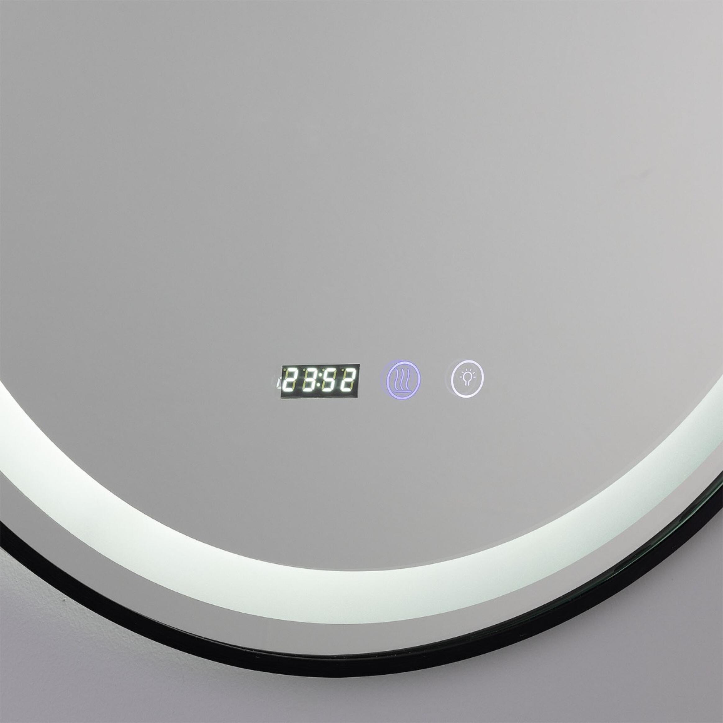 Sines Black Circular LED Bathroom Mirror – 60cm