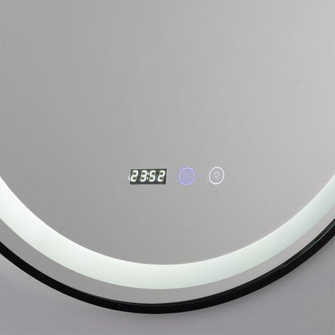 Sines Black Circular LED Bathroom Mirror – 60cm