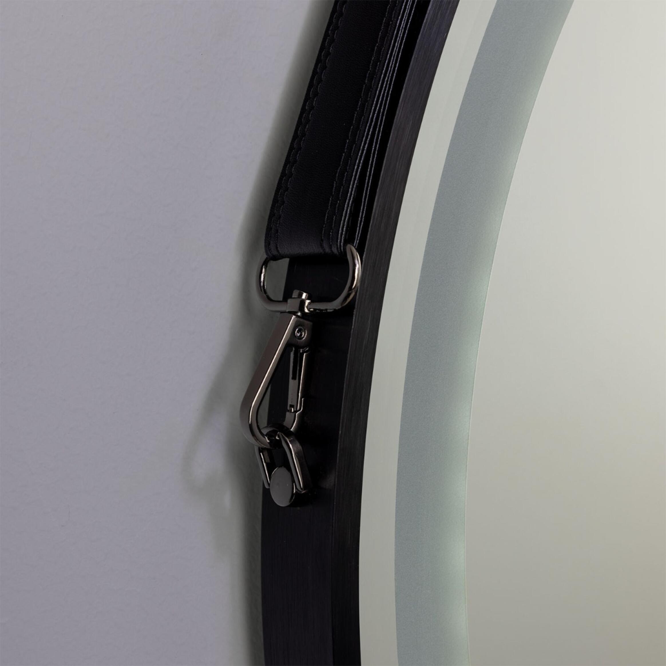 Sines Black Circular LED Bathroom Mirror – 60cm