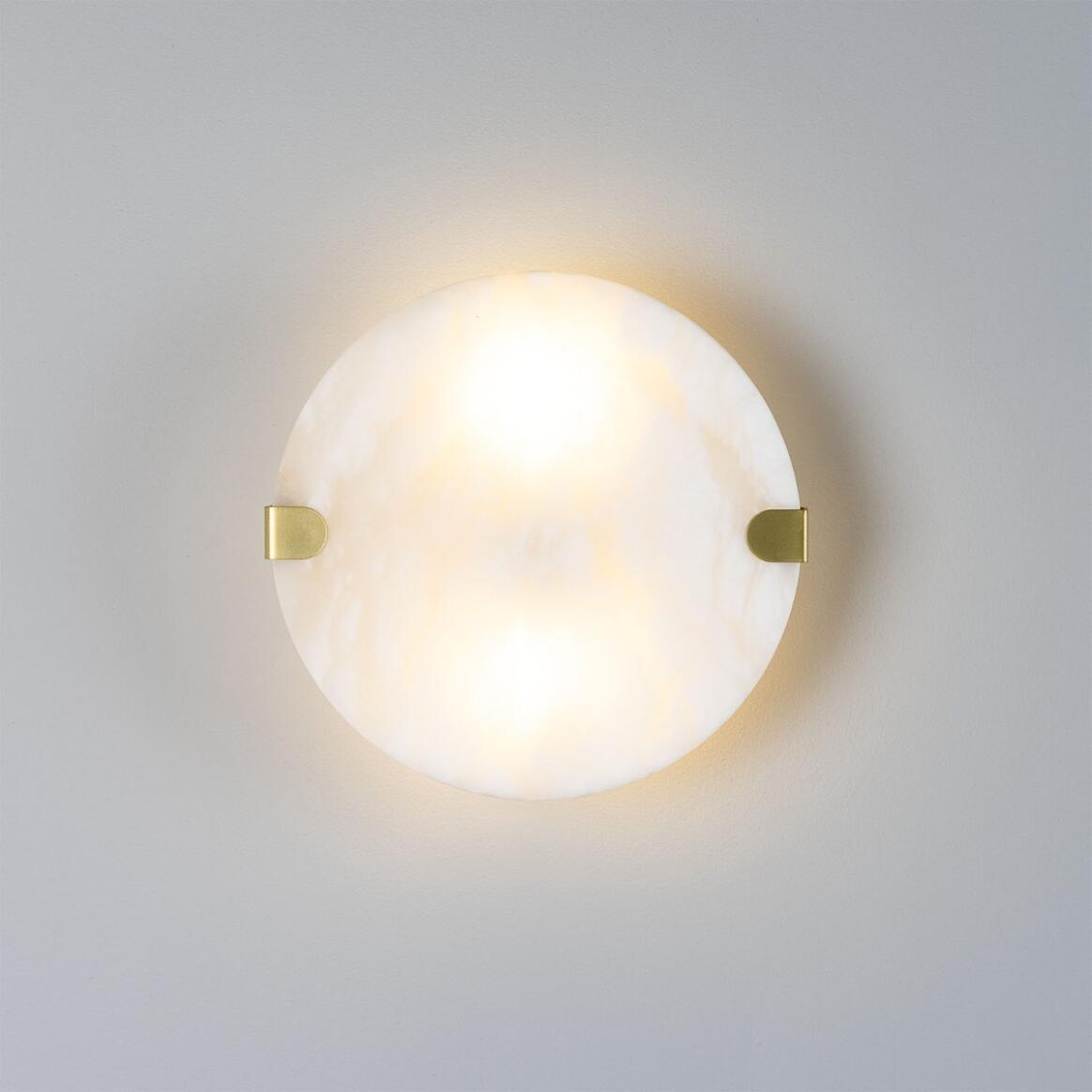 Dundee Circular Alabaster Wall Light Sconce Stembulbs   