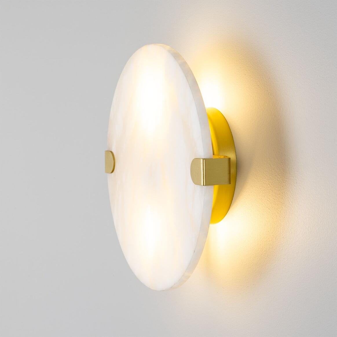 Dundee Circular Alabaster Wall Light Sconce Stembulbs   