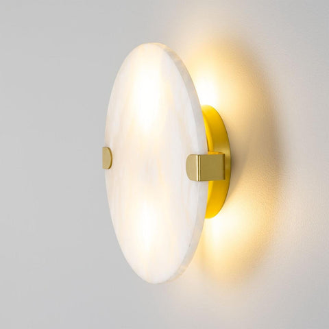 Dundee Circular Alabaster Wall Light Sconce Stembulbs   
