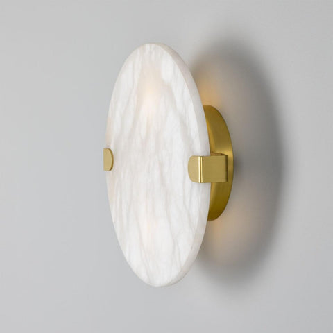 Dundee Circular Alabaster Wall Light Sconce Stembulbs   