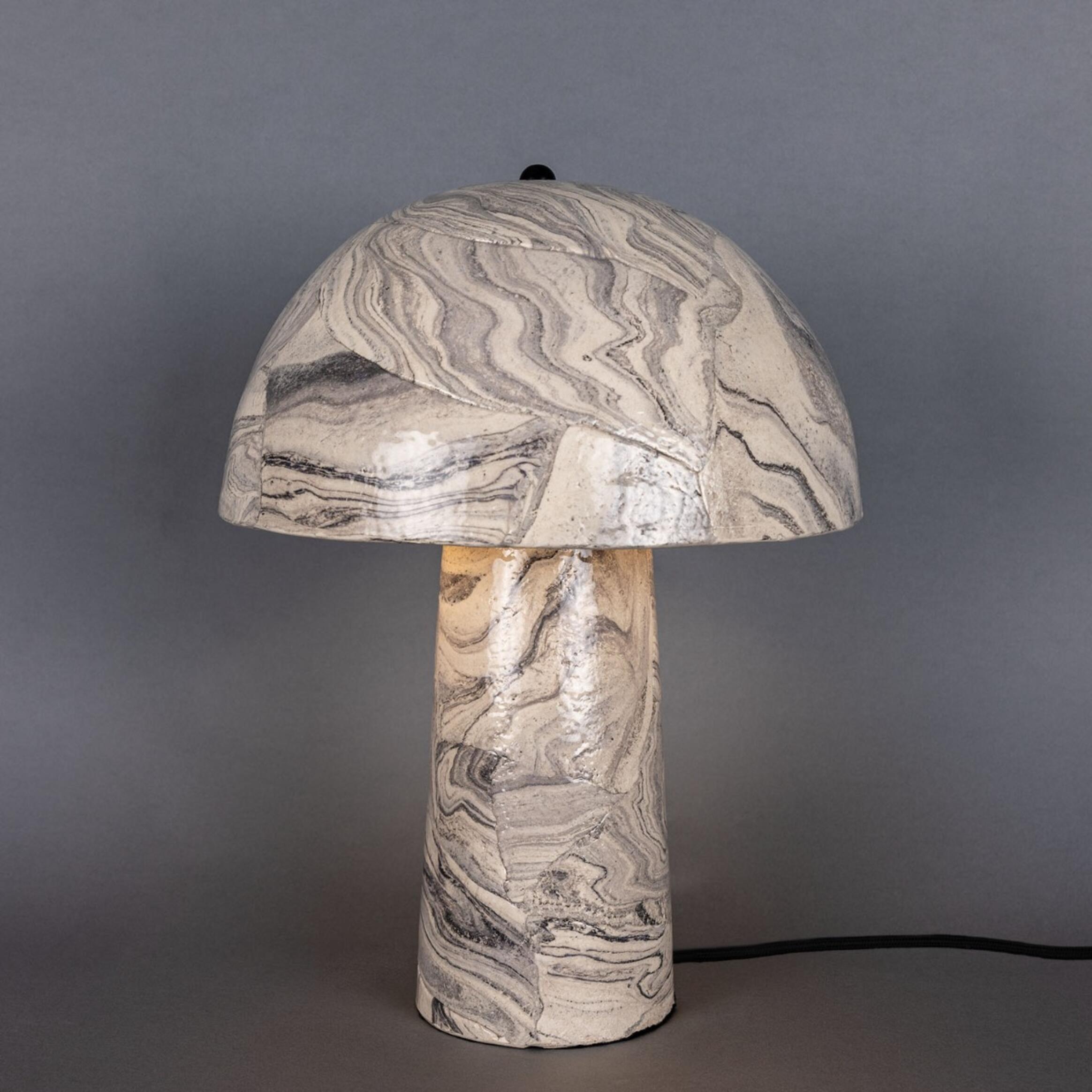 Amanita Marbled Ceramic Mushroom Table Lamp