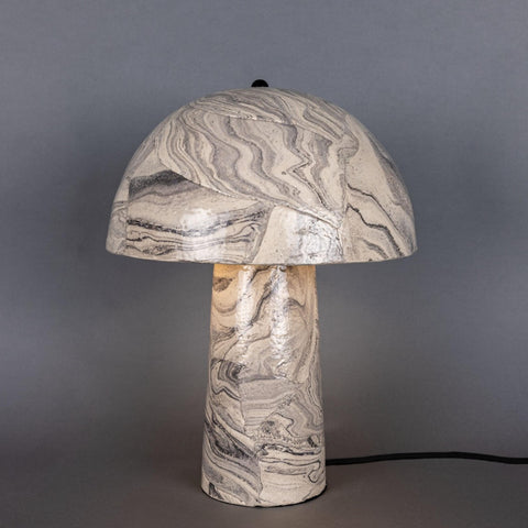 Amanita Marbled Ceramic Mushroom Table Lamp