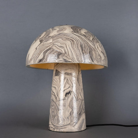 Amanita Marbled Ceramic Mushroom Table Lamp