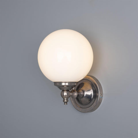 Cloghan Modern Globe Wall Light Wall Light Stembulbs Antique Silver